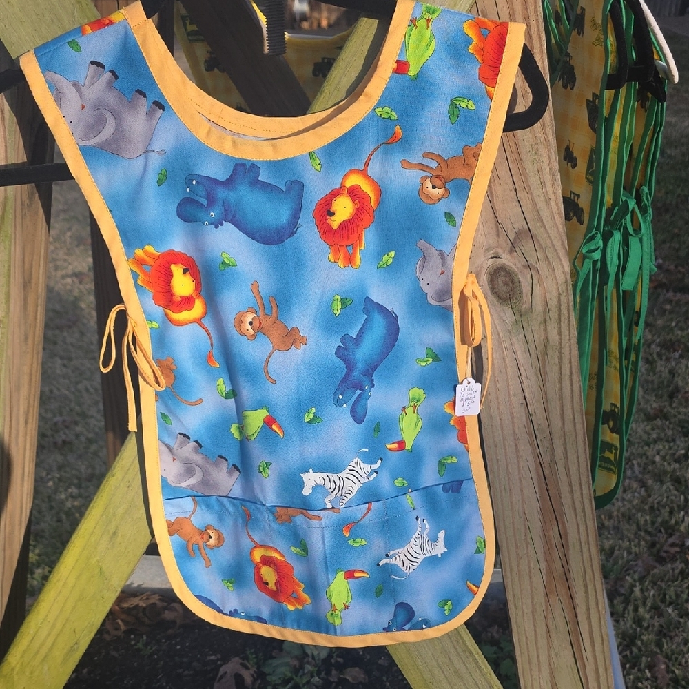 Blue Animal Print Kids Bib